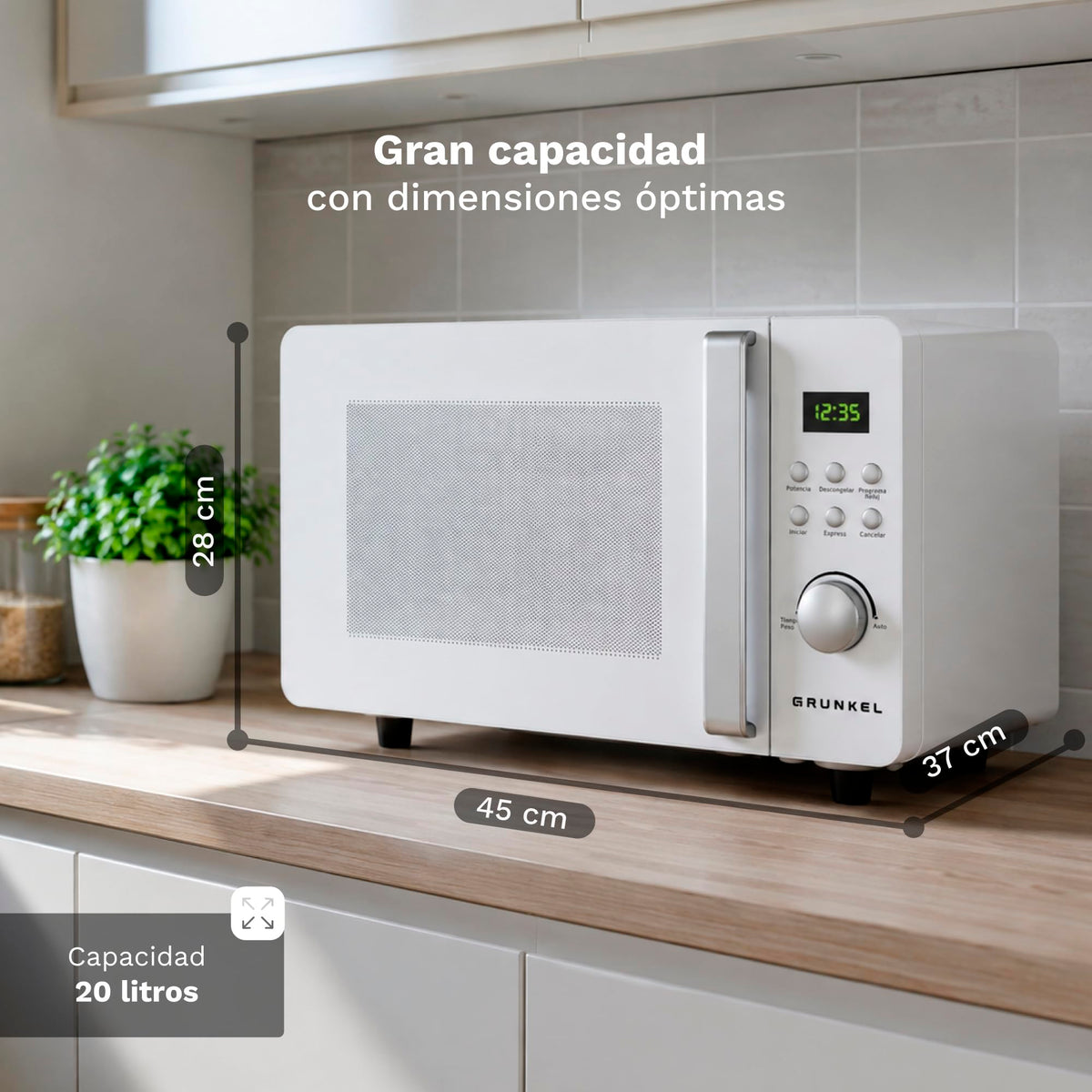 Microondas 20 L Grunkel MWD-20FLAT sin plato giratorio