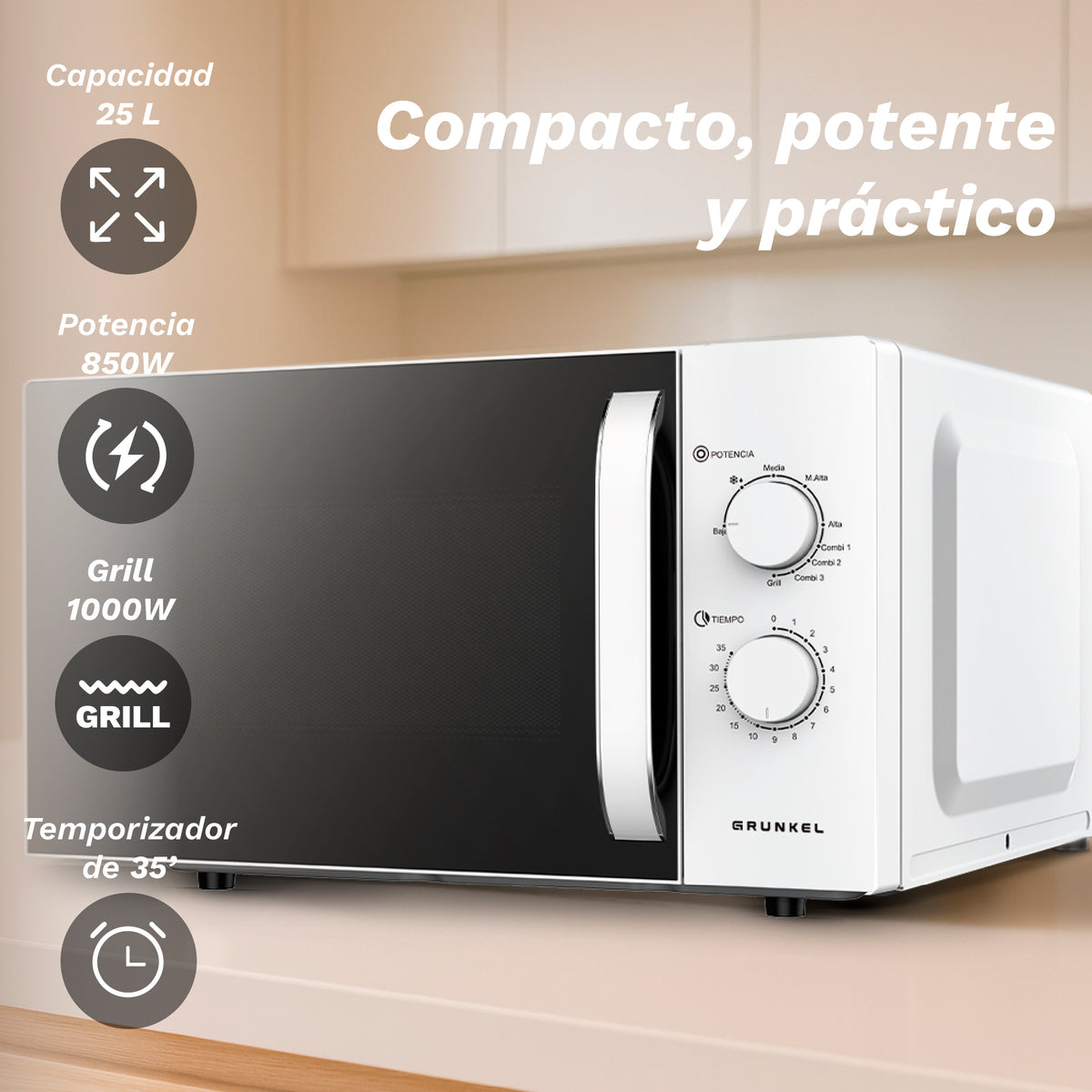 Microondas con grill 25 L Grunkel MWG-25GRILL