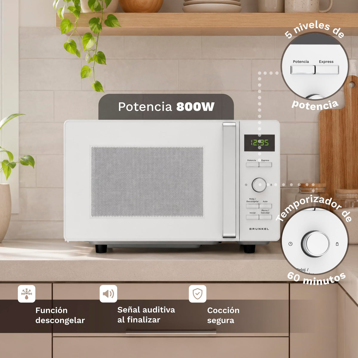 Microondas 25 L Grunkel MWD-25FLAT sin plato giratorio