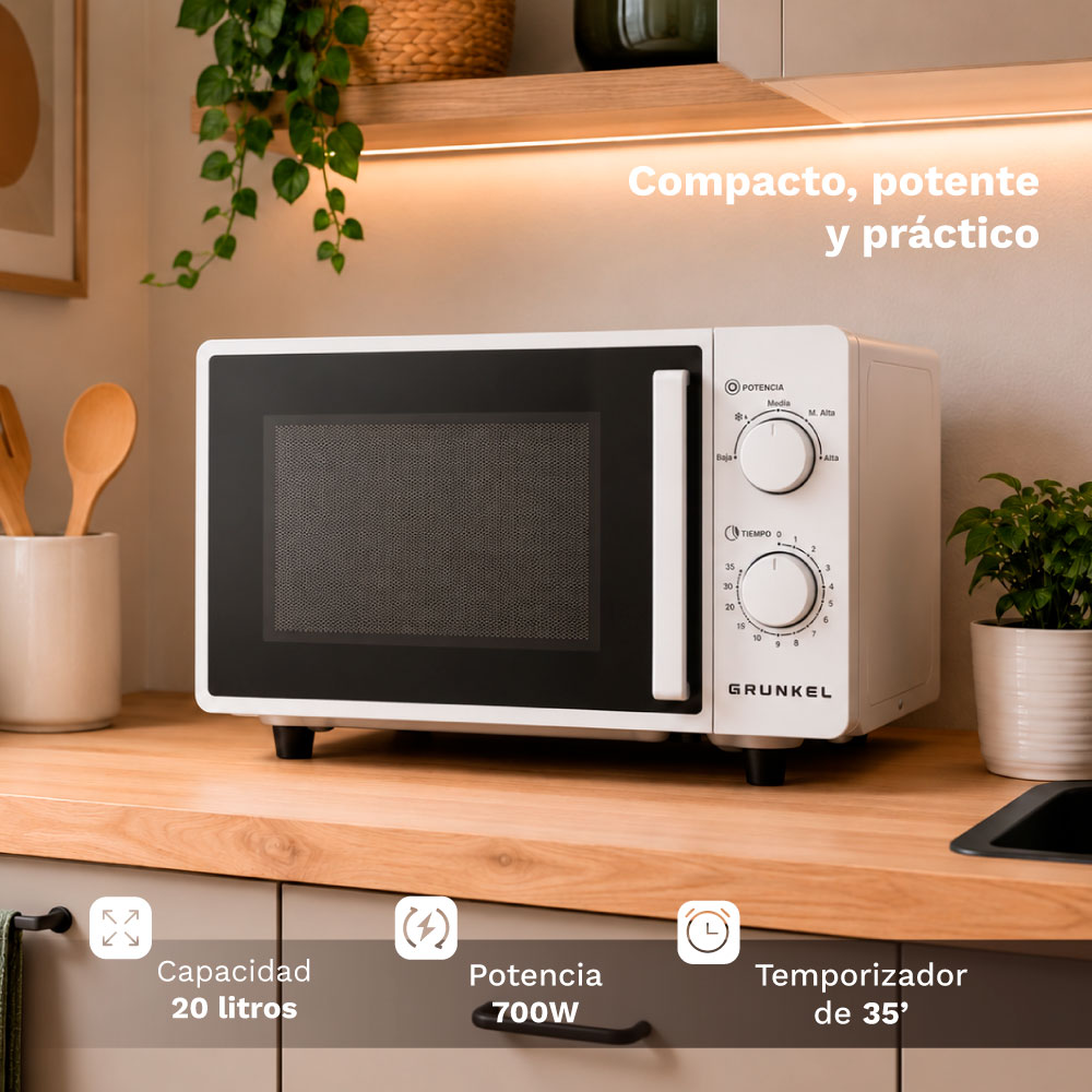 Microondas 20 L Grunkel MW-20FLAT sin plato giratorio