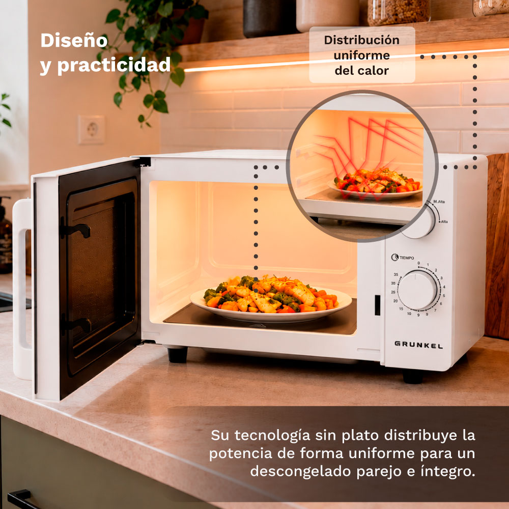 Microondas 20 L Grunkel MW-20FLAT sin plato giratorio