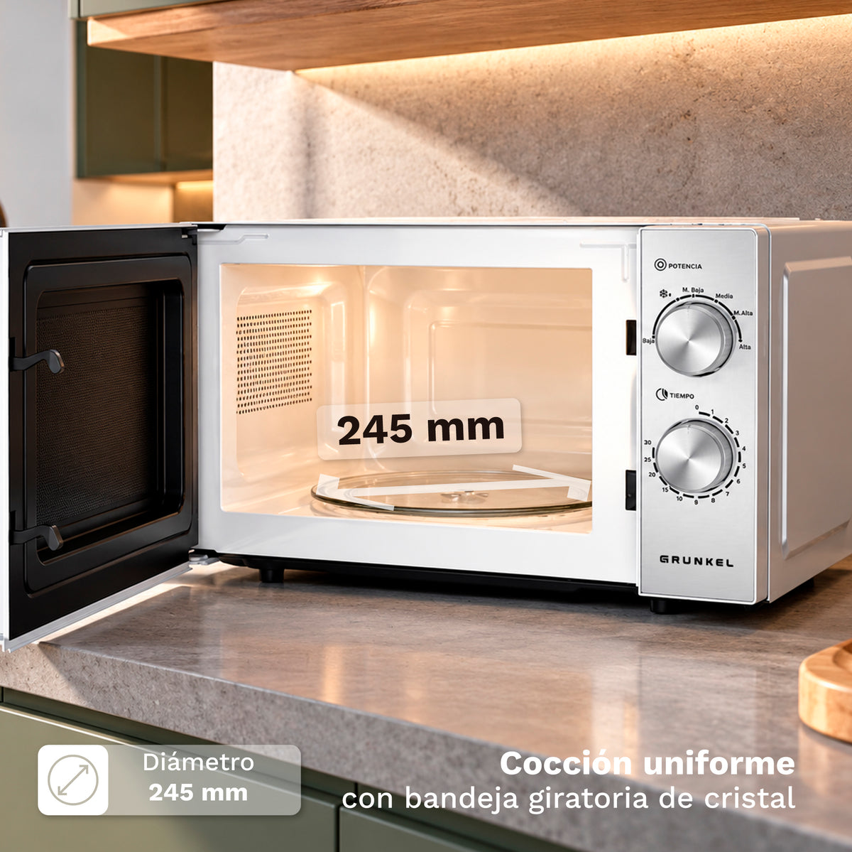 Microondas 20 L Grunkel MW-20IXG