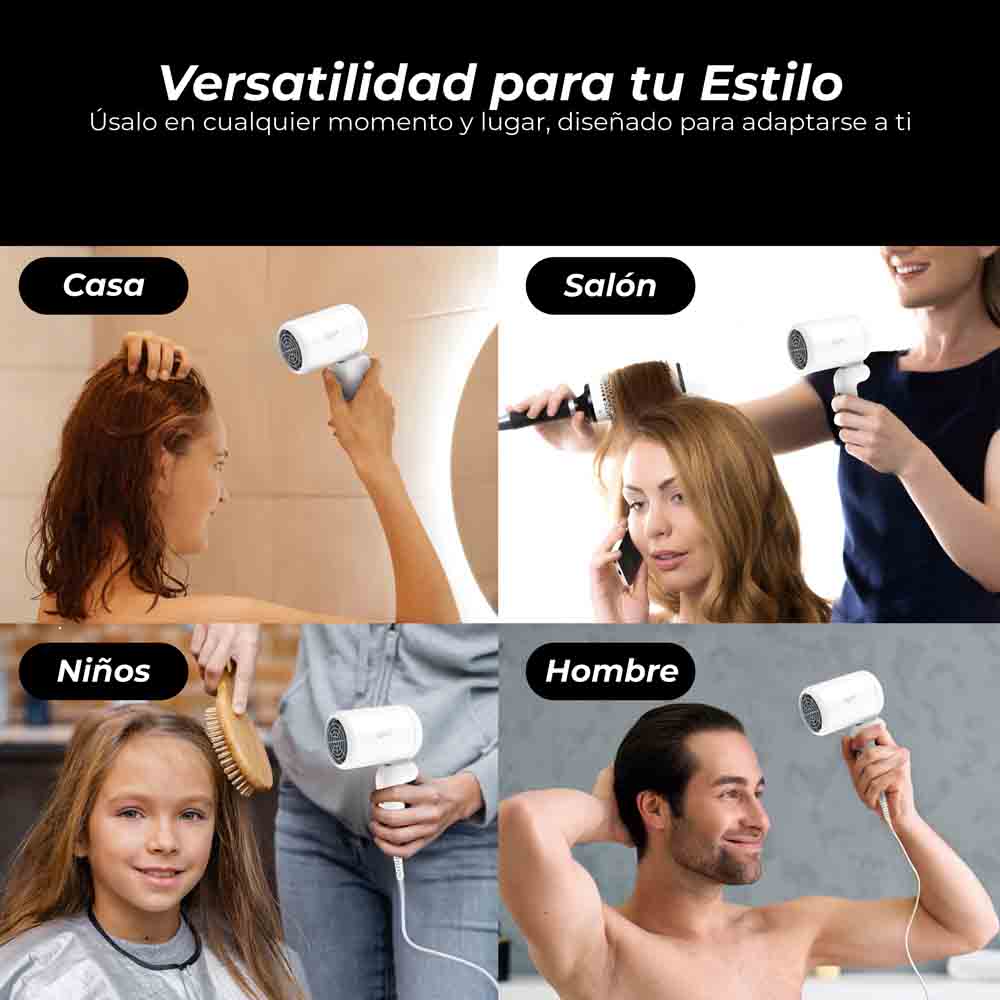 Secador de pelo de viaje plegable Grunkel PEARLLITE blanco