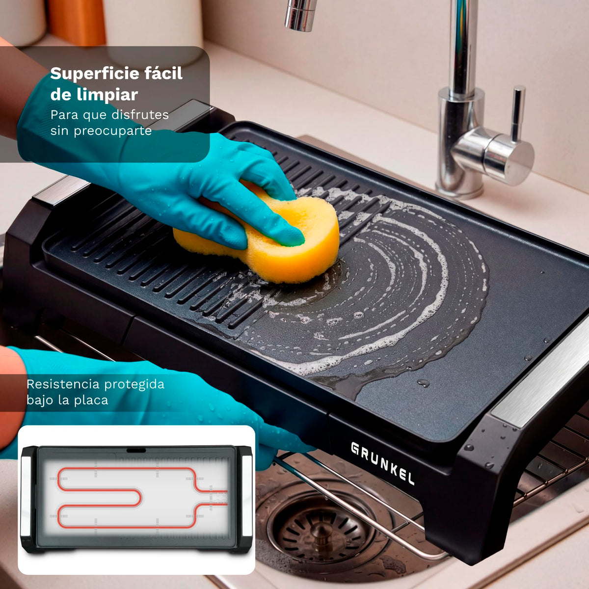 Plancha de asar eléctrica + grill Grunkel BK-DH51
