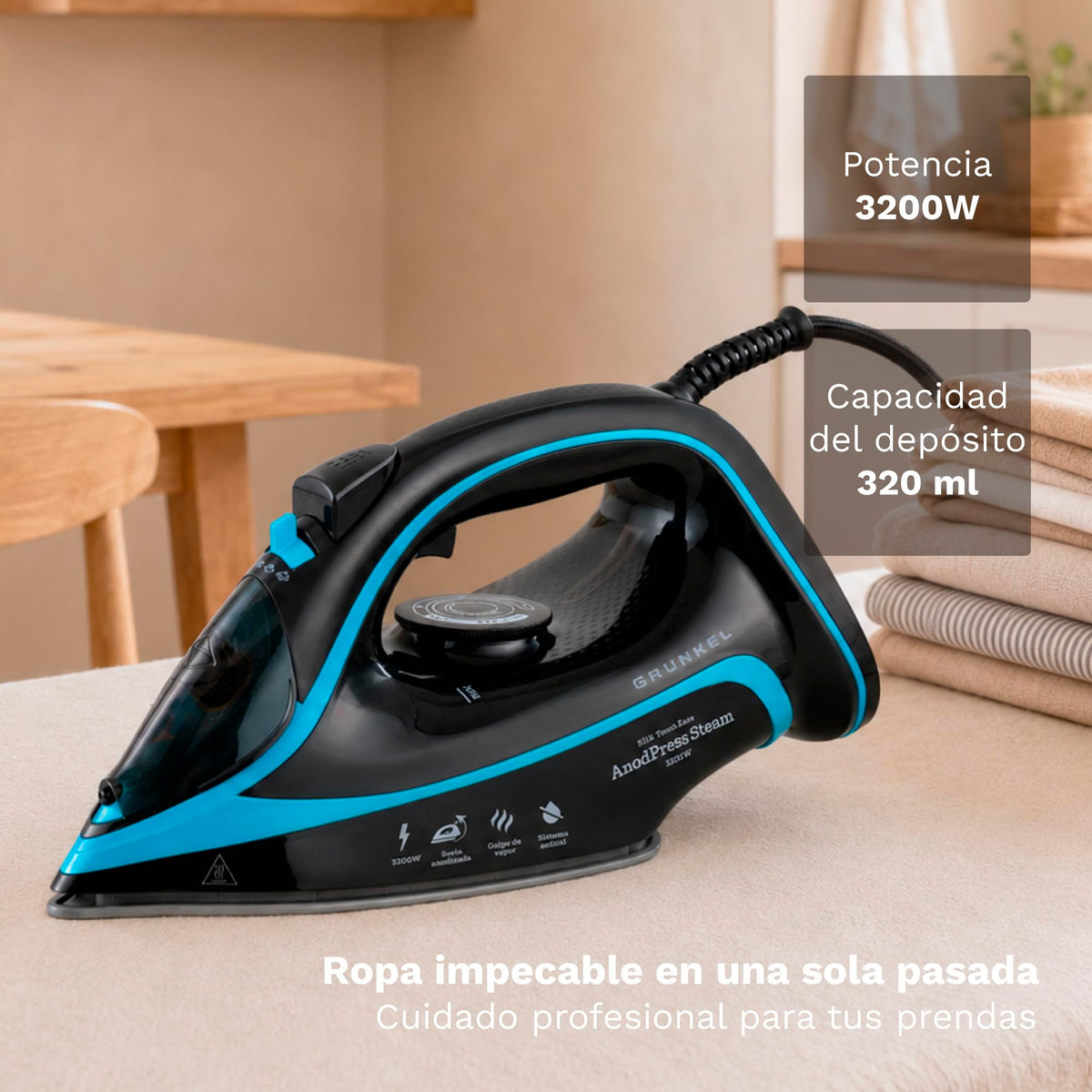Plancha de vapor Grunkel PL-3200ANODICED