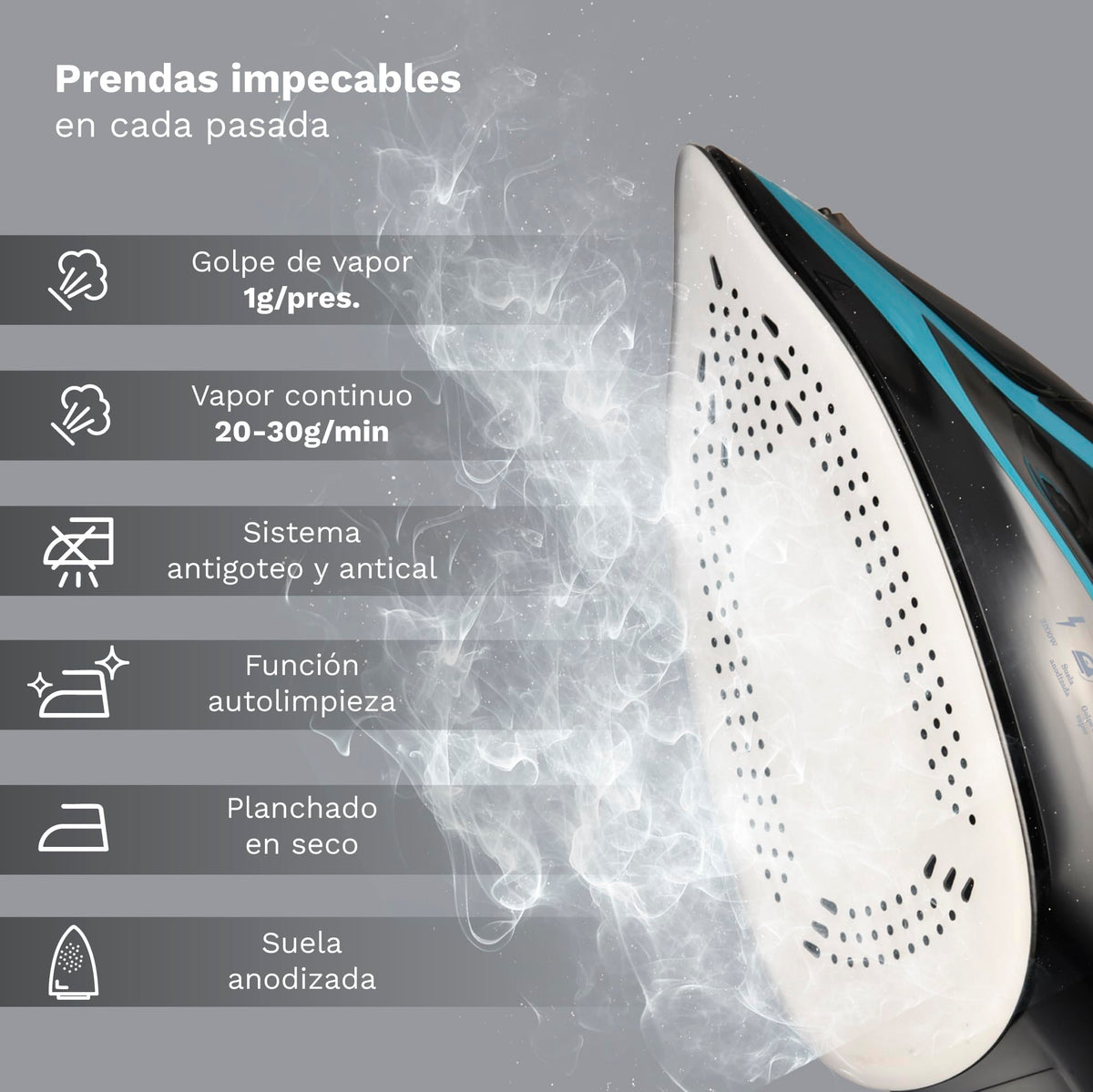 Plancha de vapor Grunkel PL-3200ANODICED