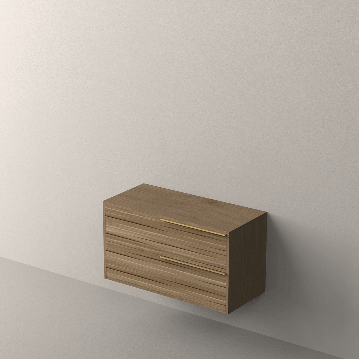 Mueble de baño suspendido Bamboo tirador Oro cepillado - NOFER