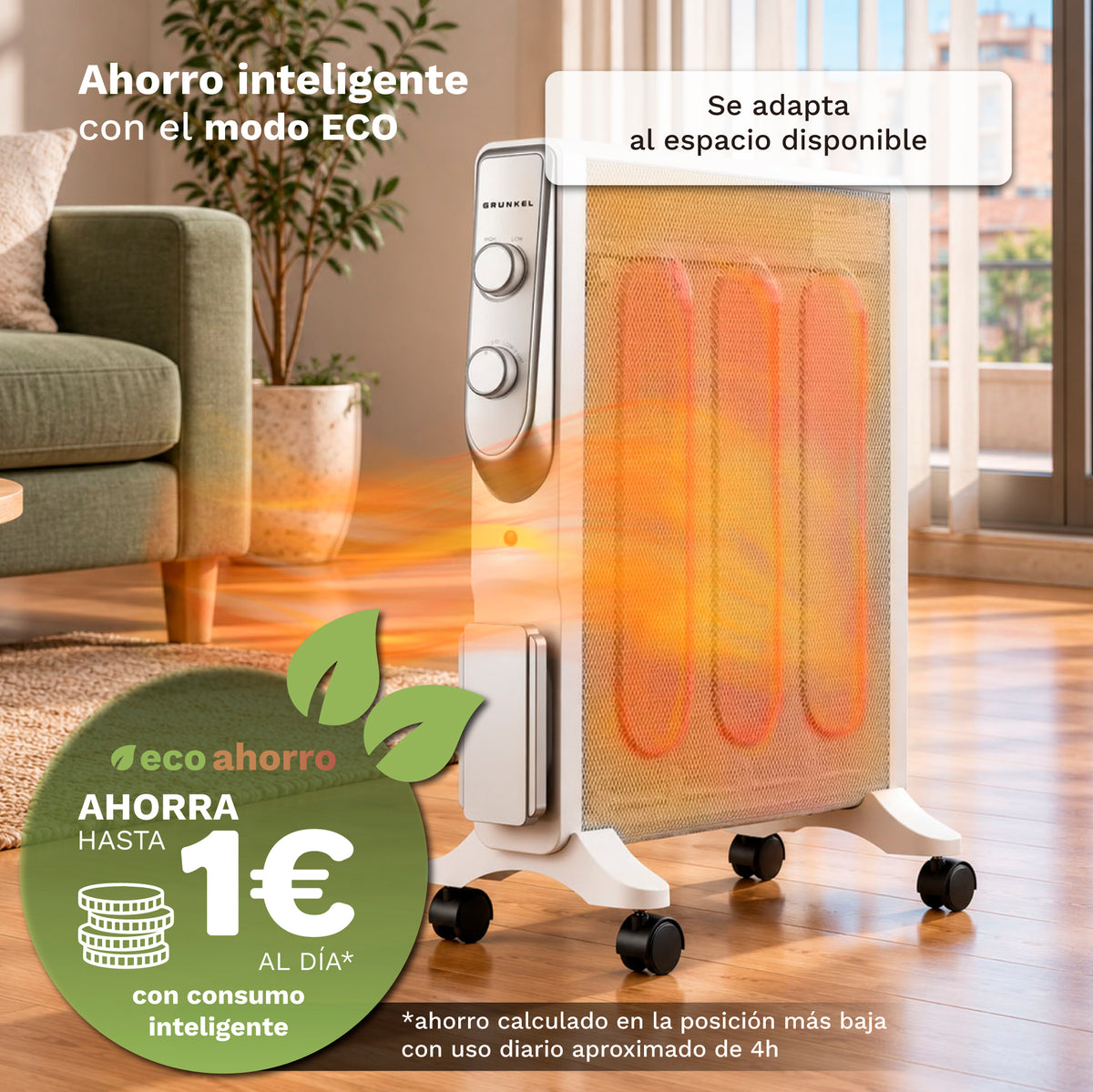 Radiador de mica 4 elementos 2000 W Grunkel RDM-2000