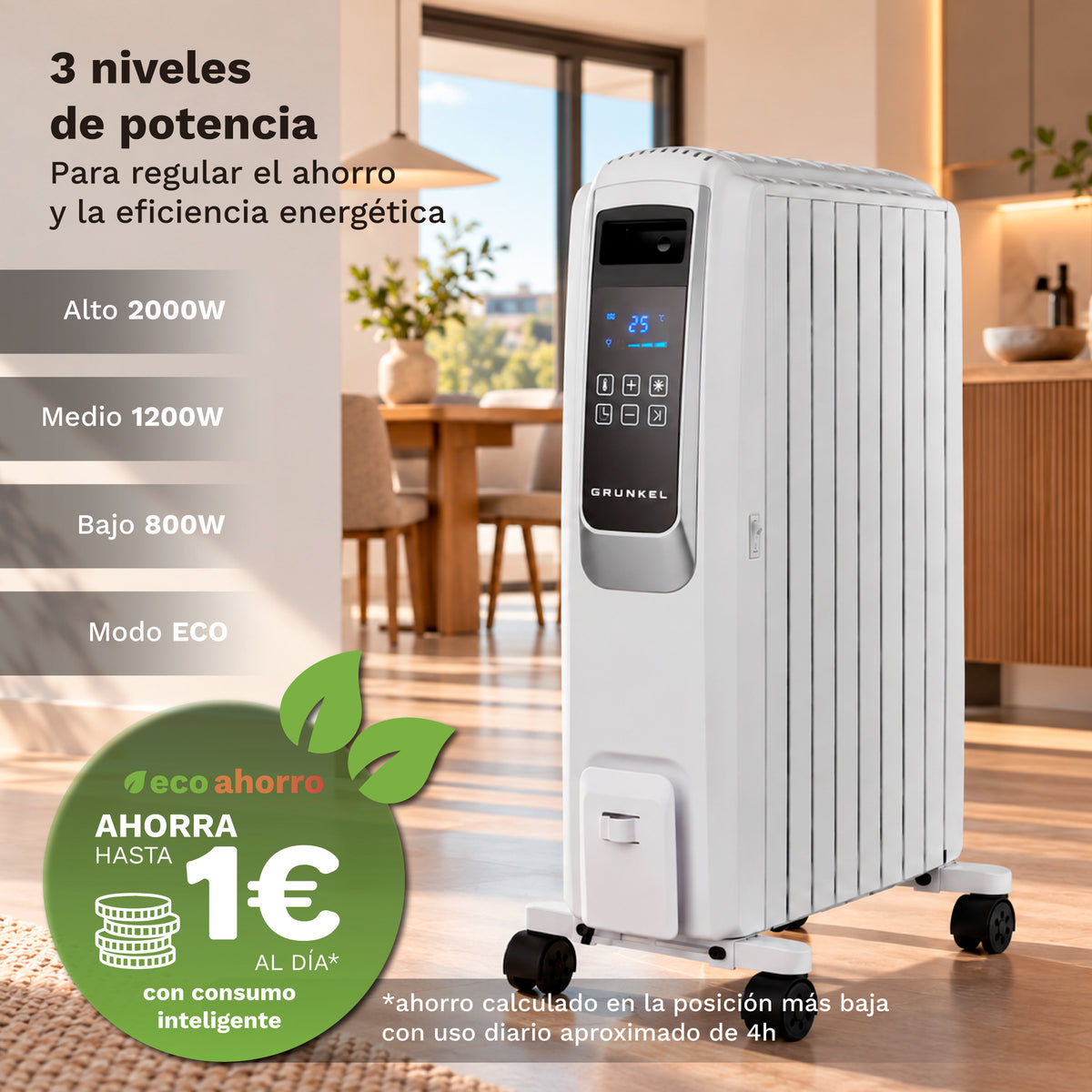 Radiador de aceite digital 8 elementos 2000 W Grunkel RAC-8PIROS