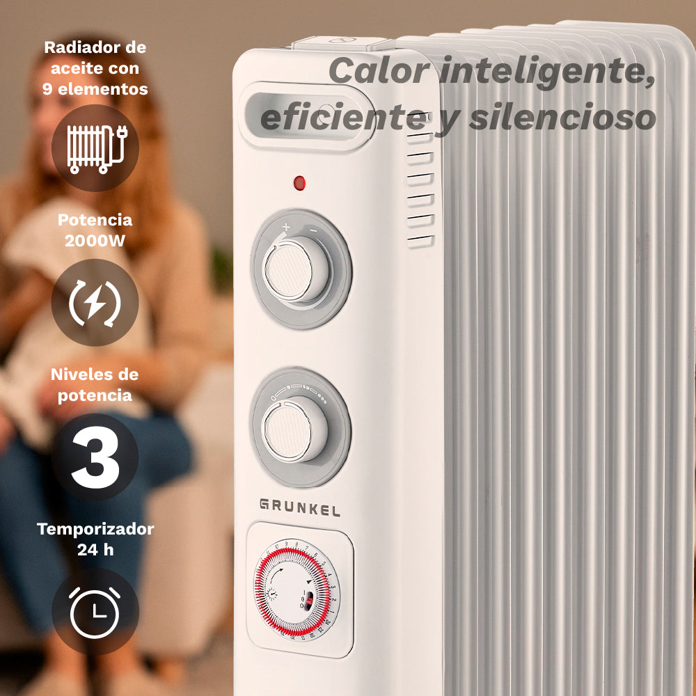 Radiador de aceite 9 elementos 2000 W Grunkel RD-2000S