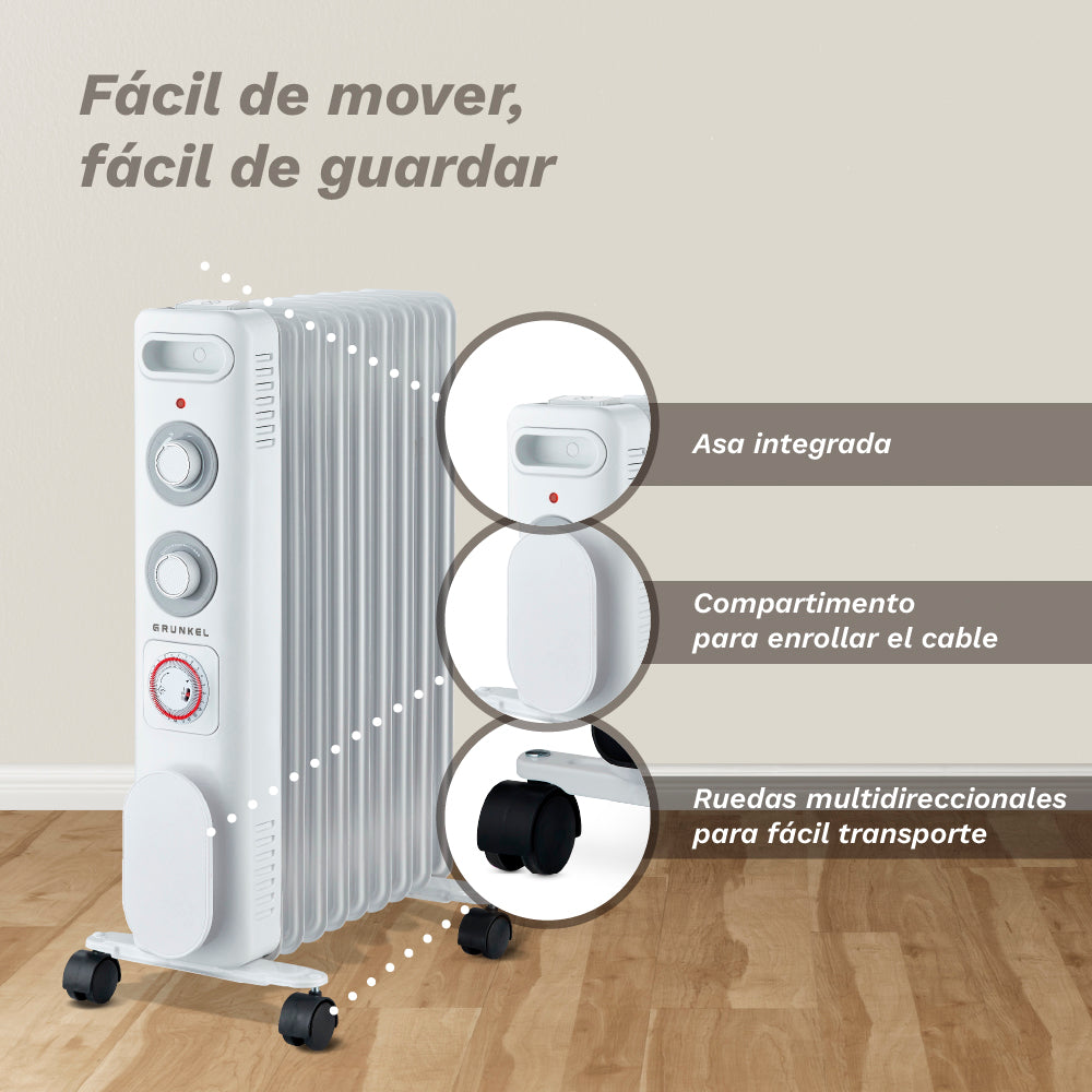 Radiador de aceite 9 elementos 2000 W Grunkel RD-2000S