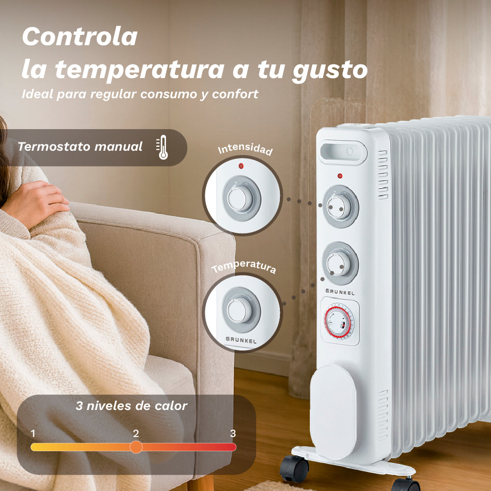 Radiador de aceite 10 elementos 2500 W Grunkel RD-2500S
