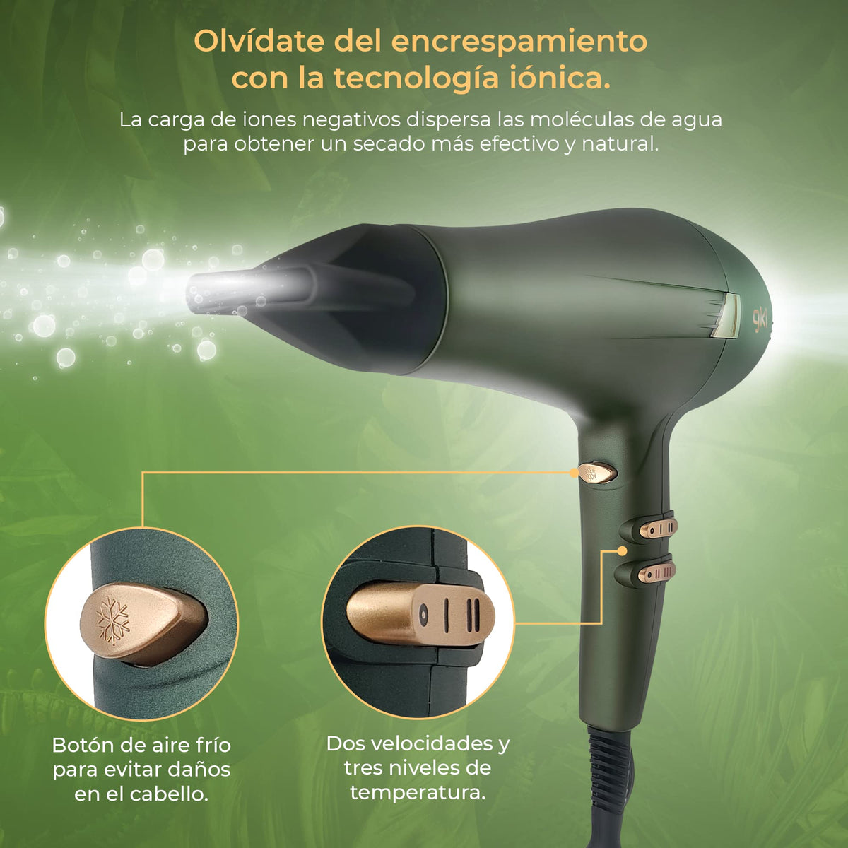 Secador de pelo iónico 2100 W Grunkel NATUREFLOW