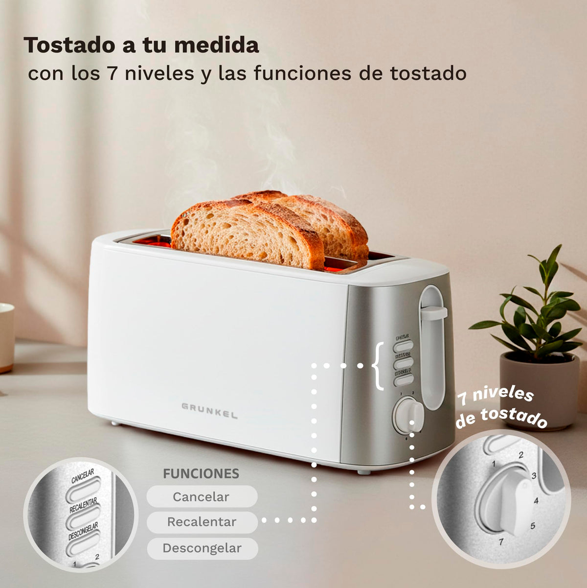 Tostador de doble ranura extra ancha Grunkel TS-DOBLEMAXI