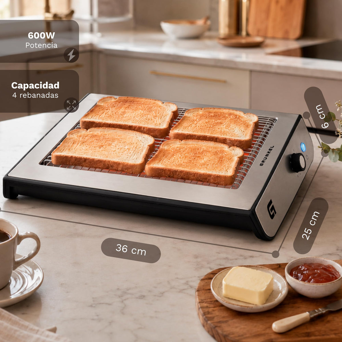 Tostador plano inoxidable Grunkel TSP-INOX