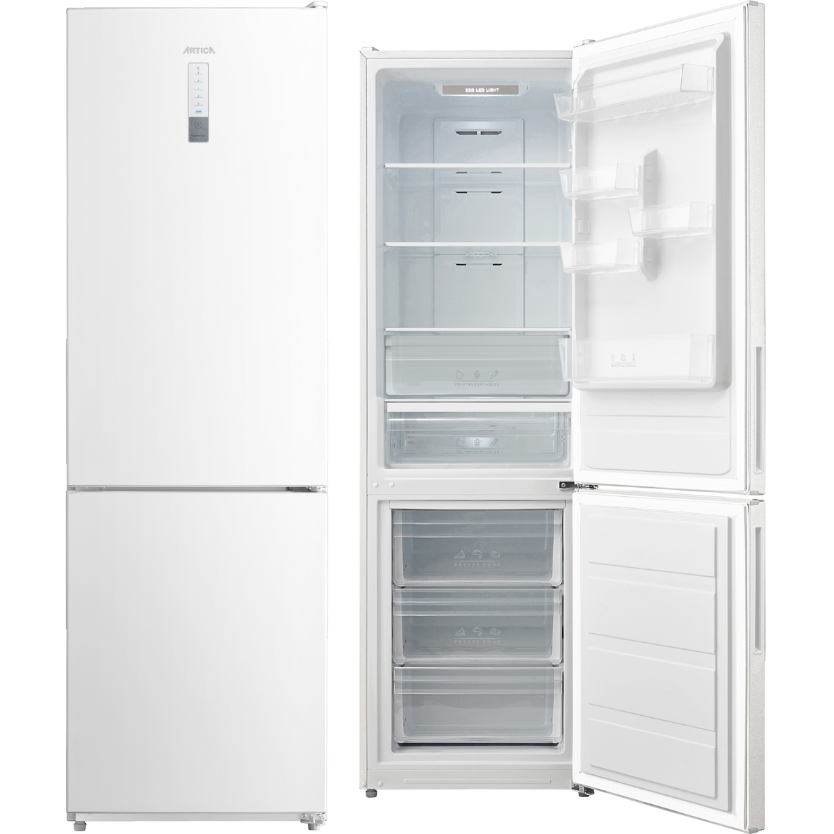 Frigorífico combi Artica COOLTECH188EBM blanco 302 L, puertas cerradas, vista exterior del producto