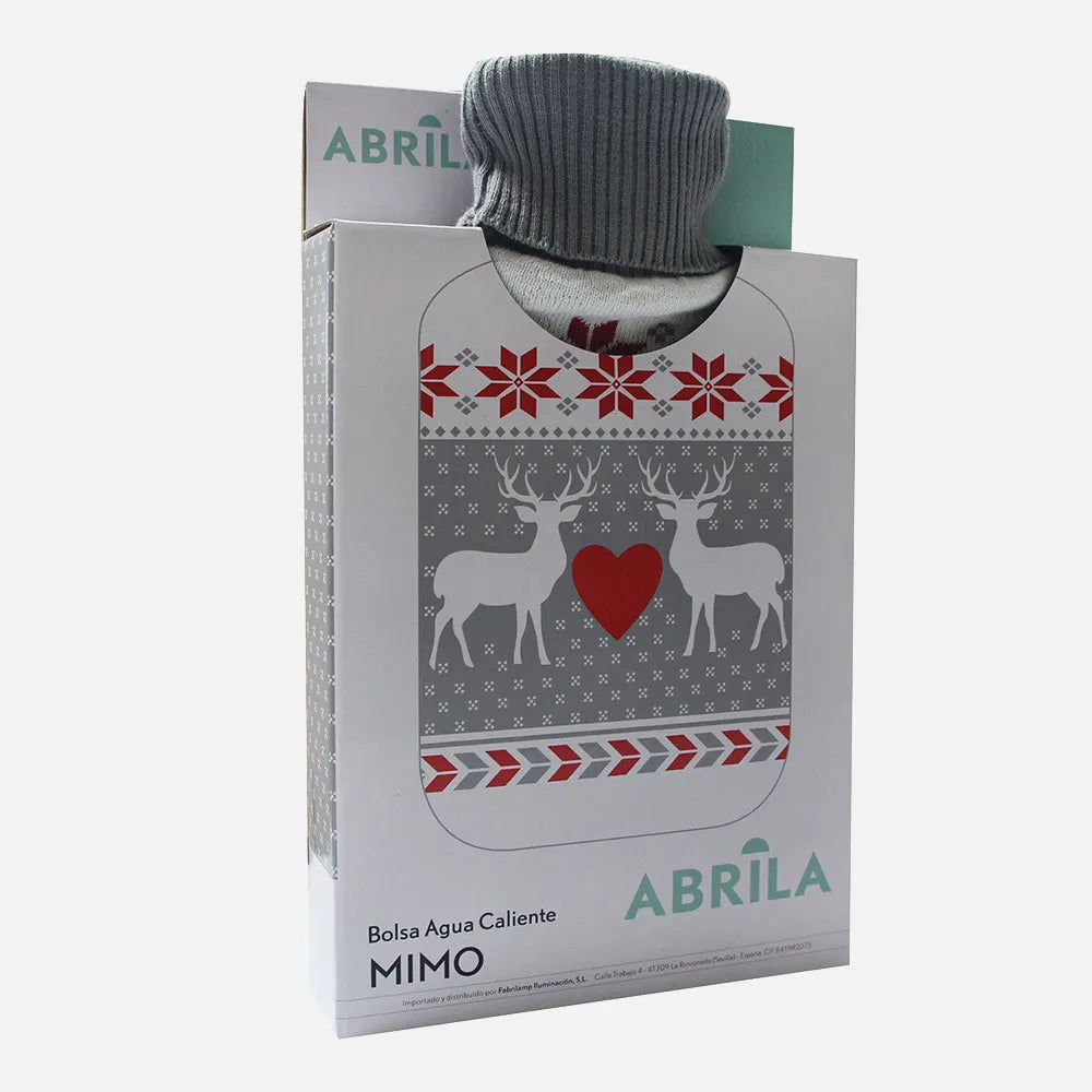 Bolsa de agua caliente Mimo 1,7 L Renos de FABRILAMP en color gris/rojo – vista de detalle