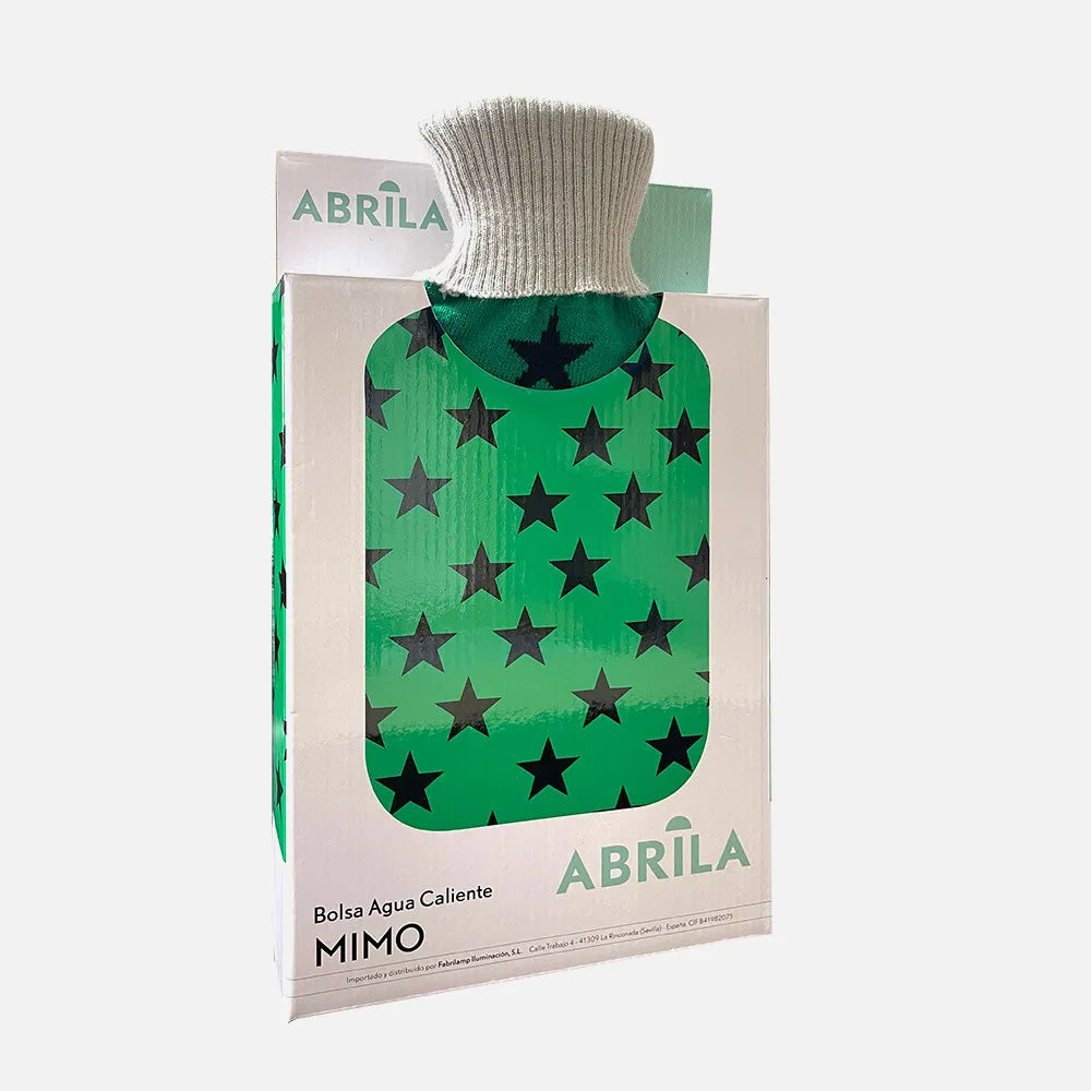 Bolsa de agua caliente Mimo 1,7 L Estrellas de FABRILAMP en color verde – vista de detalle