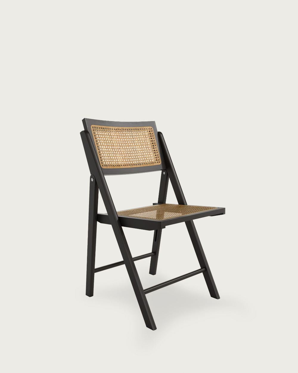 Silla plegable Bruna negra con ratán