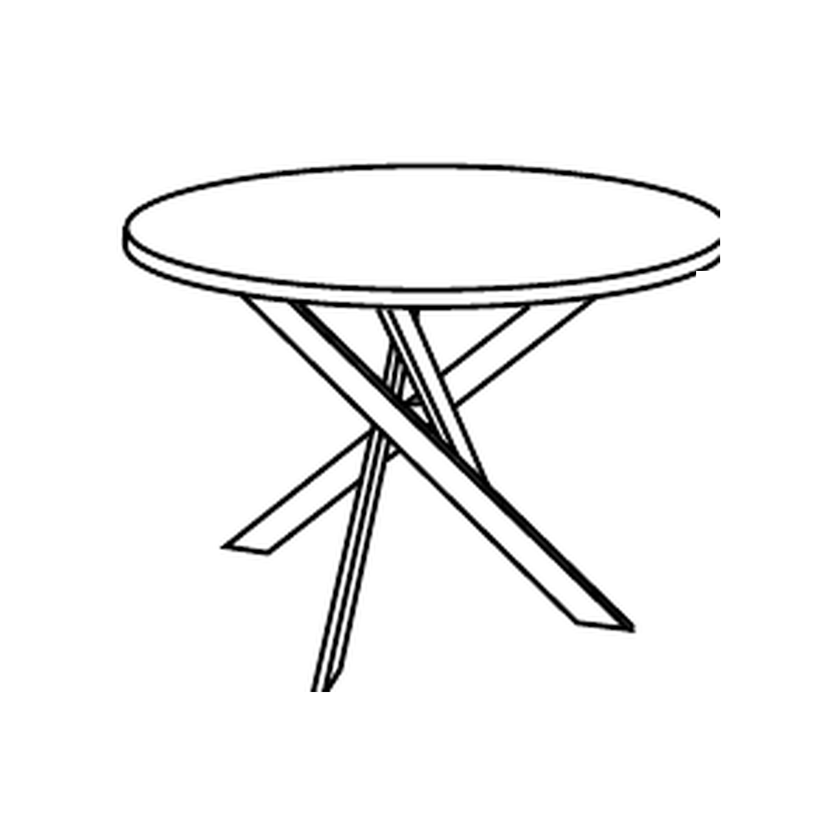 Mesa de comedor redonda fija M828 de Muebles Ramis con patas metálicas cruzadas