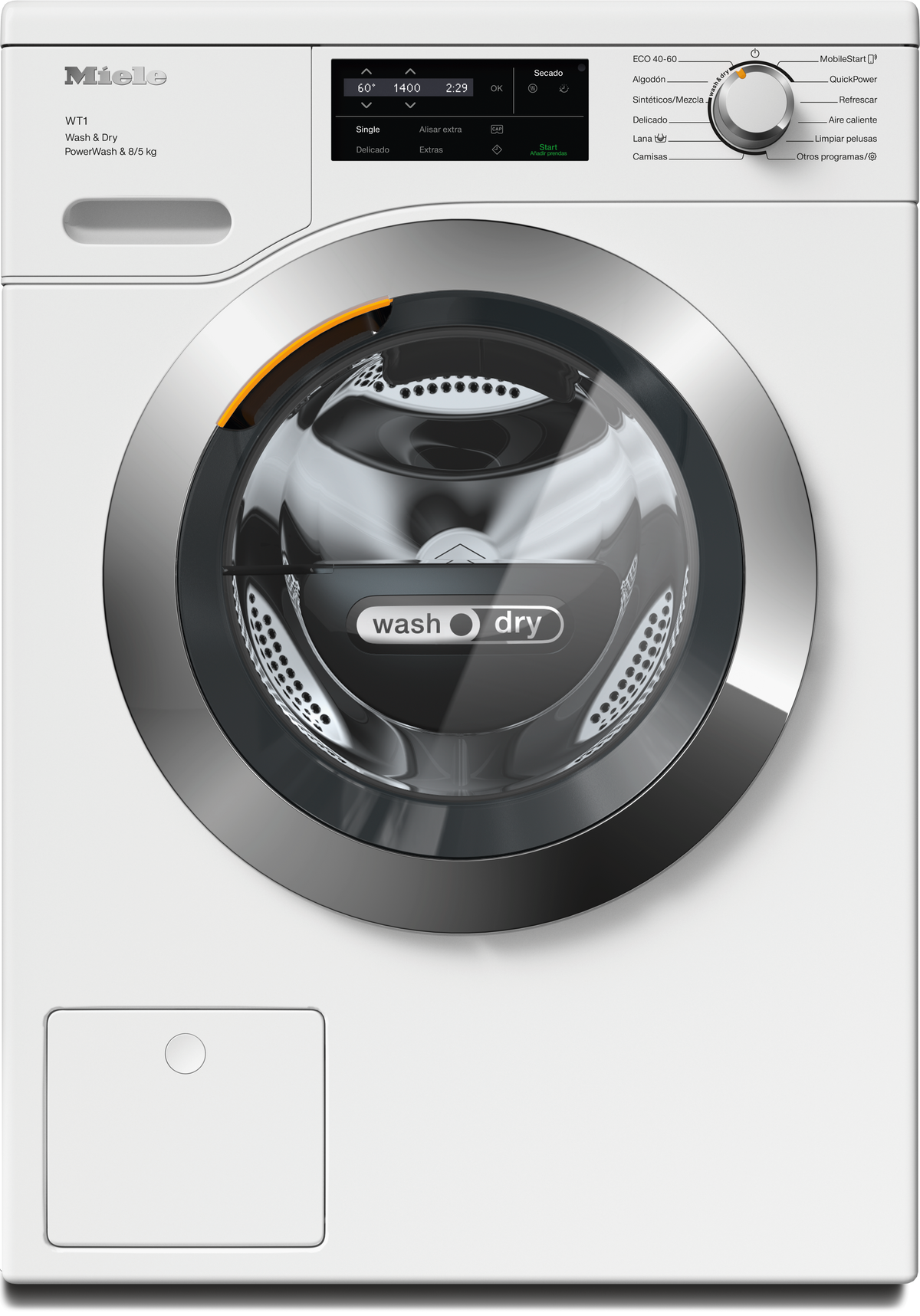 Lavasecadora Miele WTI360 WPM 8/5 kg blanco loto, fotografía frontal