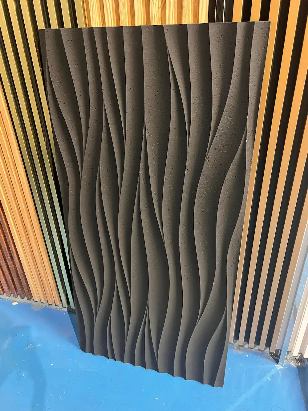 Panel de piedra PU Ola Negro 120 x 60 cm