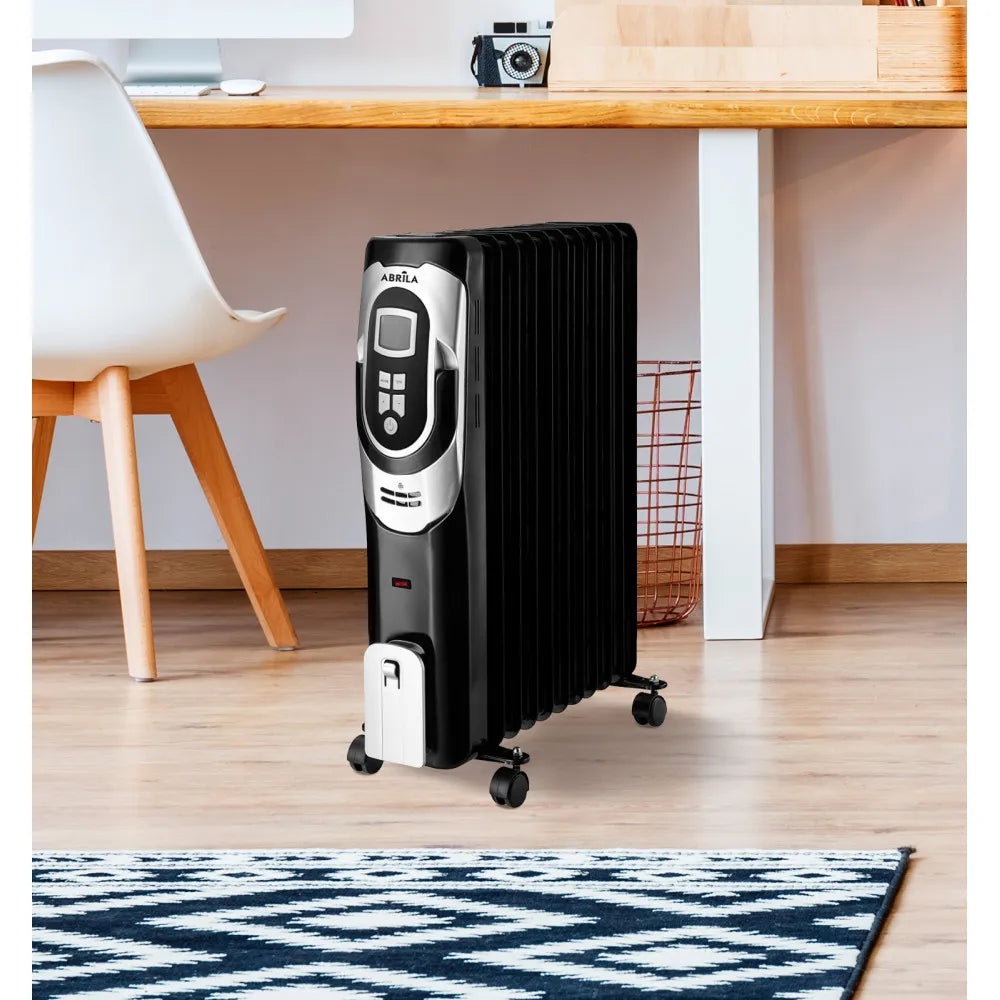Radiador de aceite Confort 2000 W de FABRILAMP en color negro/plata – vista de detalle
