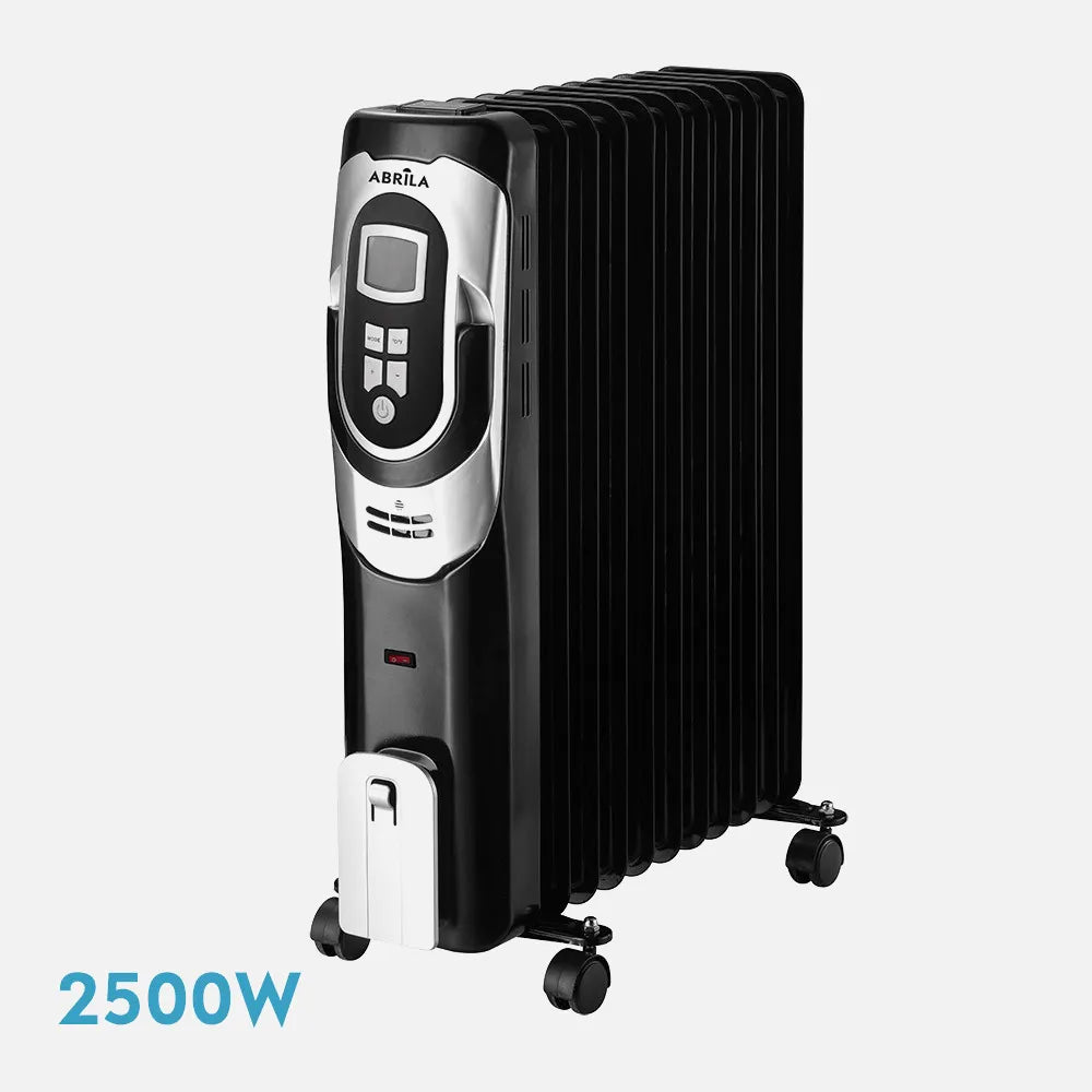 Radiador de aceite Confort 2500 W de FABRILAMP en color negro/plata – vista de detalle