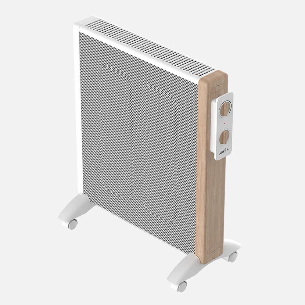 Radiador de mica Badin 2000 W de FABRILAMP en color blanco/madera – vista de detalle