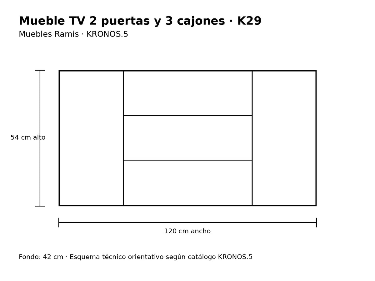 Medidas mueble TV Muebles Ramis KRONOS.5 K29 120 x 54 x 42 cm