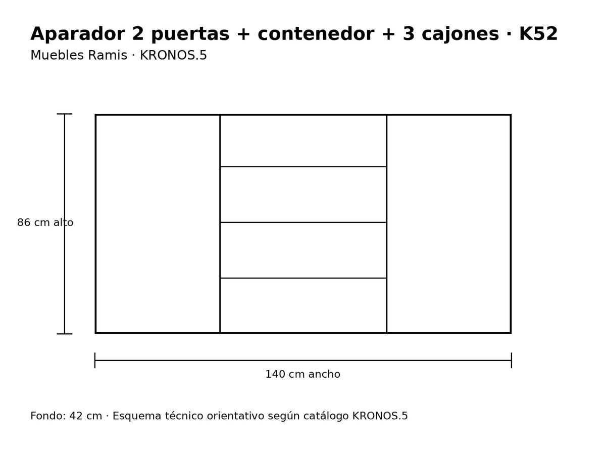Medidas aparador Muebles Ramis KRONOS.5 K52 140 x 86 x 42 cm