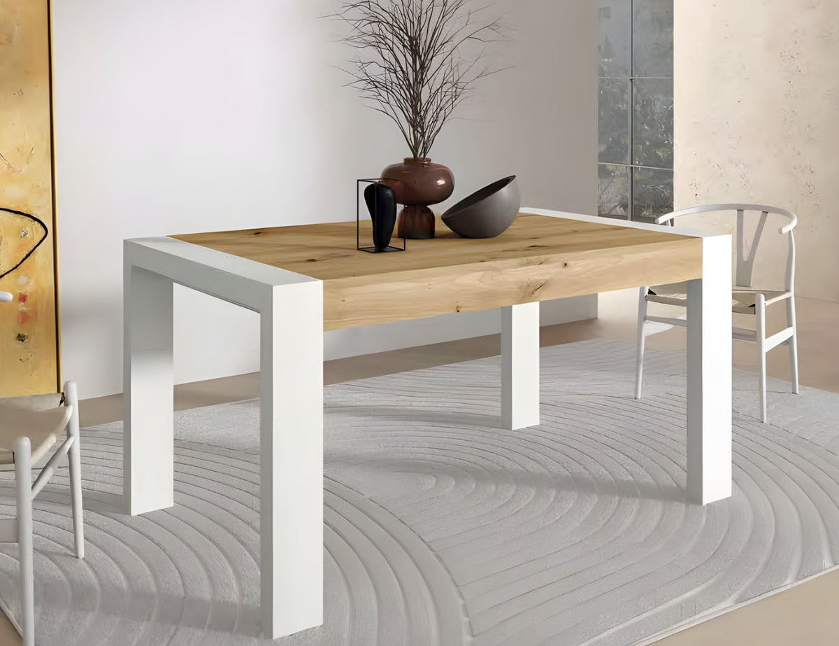 Mesa de comedor extensible M602 Muebles Ramis con patas de madera tipo portería
