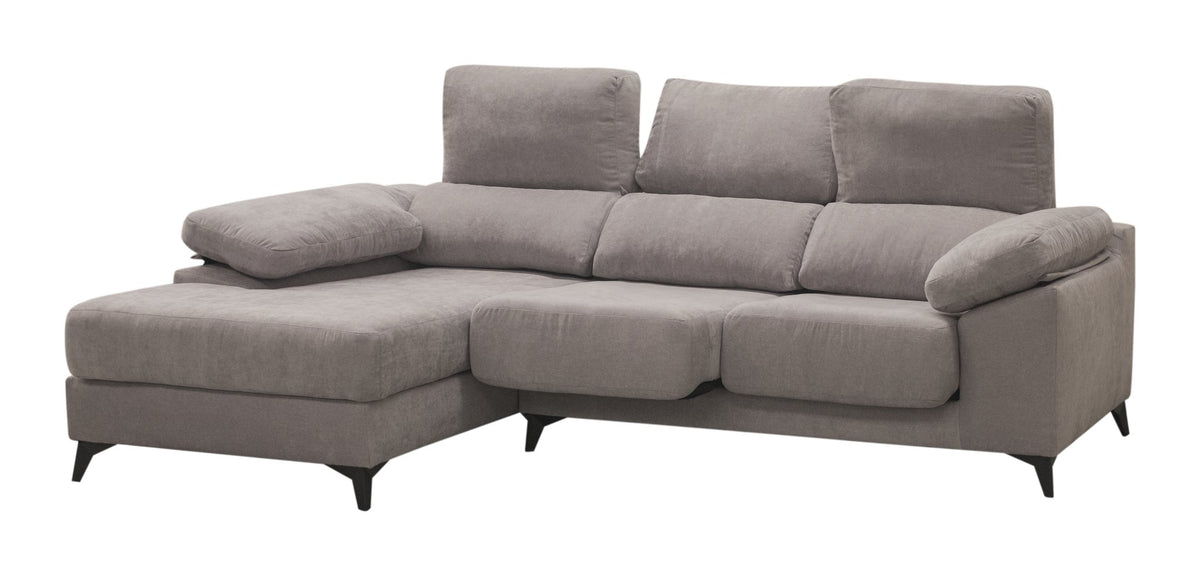 Sofá Rubi con chaiselongue - asiento deslizante abierto
