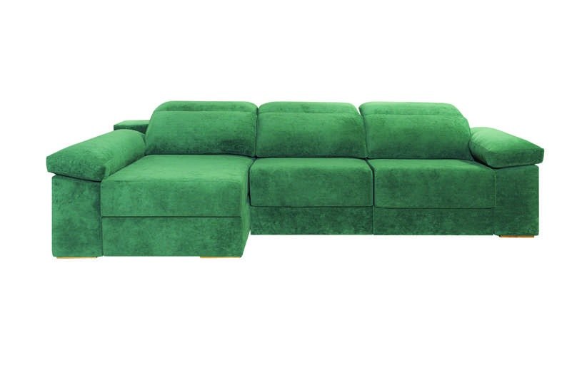 Sofá Olivia de A.V. Sofás con chaise longue, arcón del brazo y pouf integrado