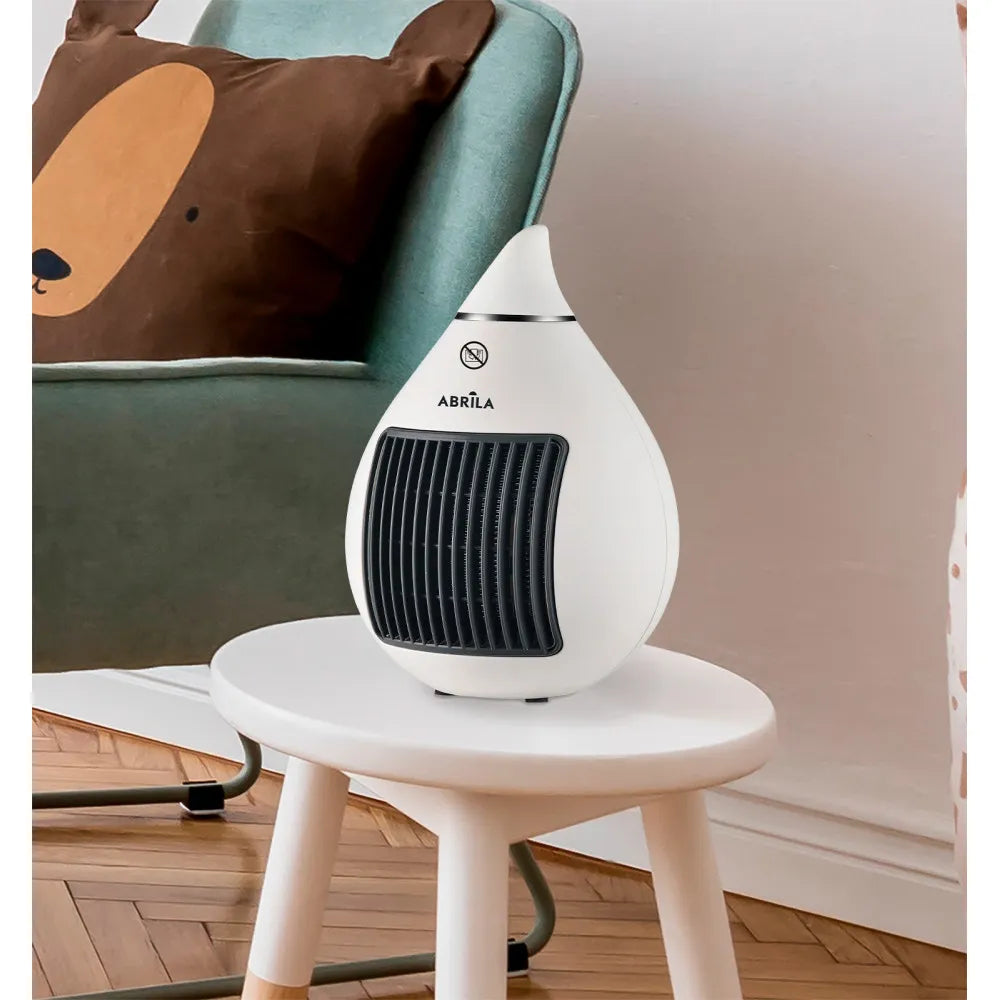 Calefactor cerámico 1500 W (26,5x18,5x18,5 cm) de FABRILAMP en color blanco/cromo – vista de detalle