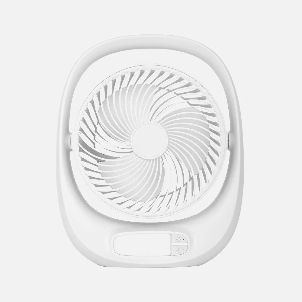 Ventilador recargable de sobremesa Águila 5 W de FABRILAMP en color blanco – vista de detalle