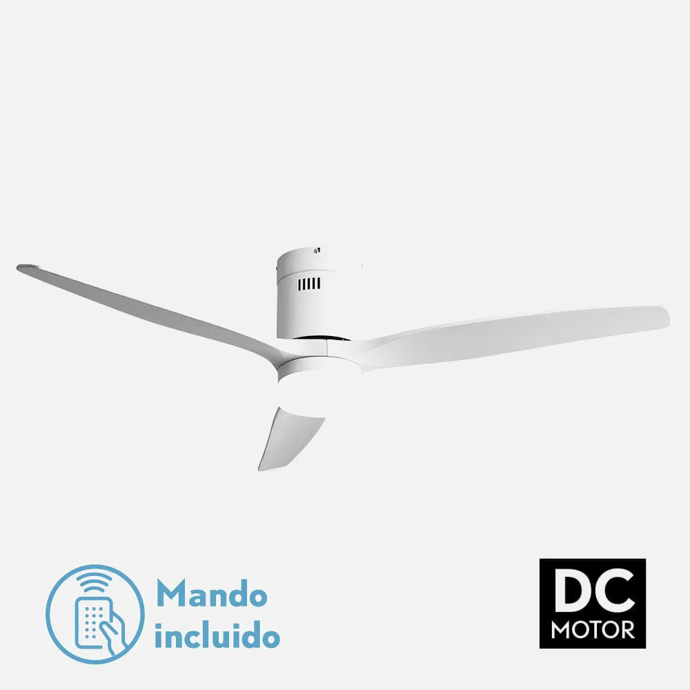 Ventilador de techo DC Aguilón 132 cm con luz LED de FABRILAMP en color blanco/blanco – vista de detalle