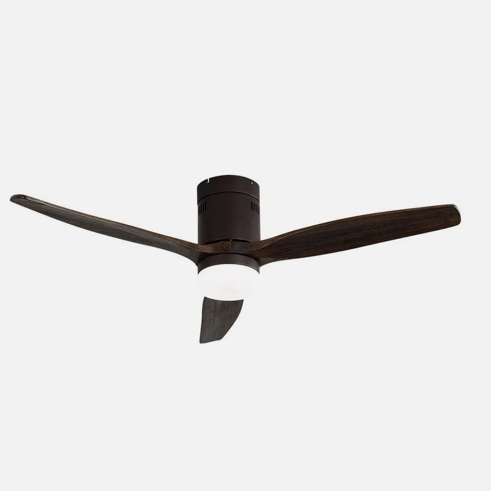 Ventilador de techo DC Aguilón 132 cm con luz LED de FABRILAMP en color marrón/roble