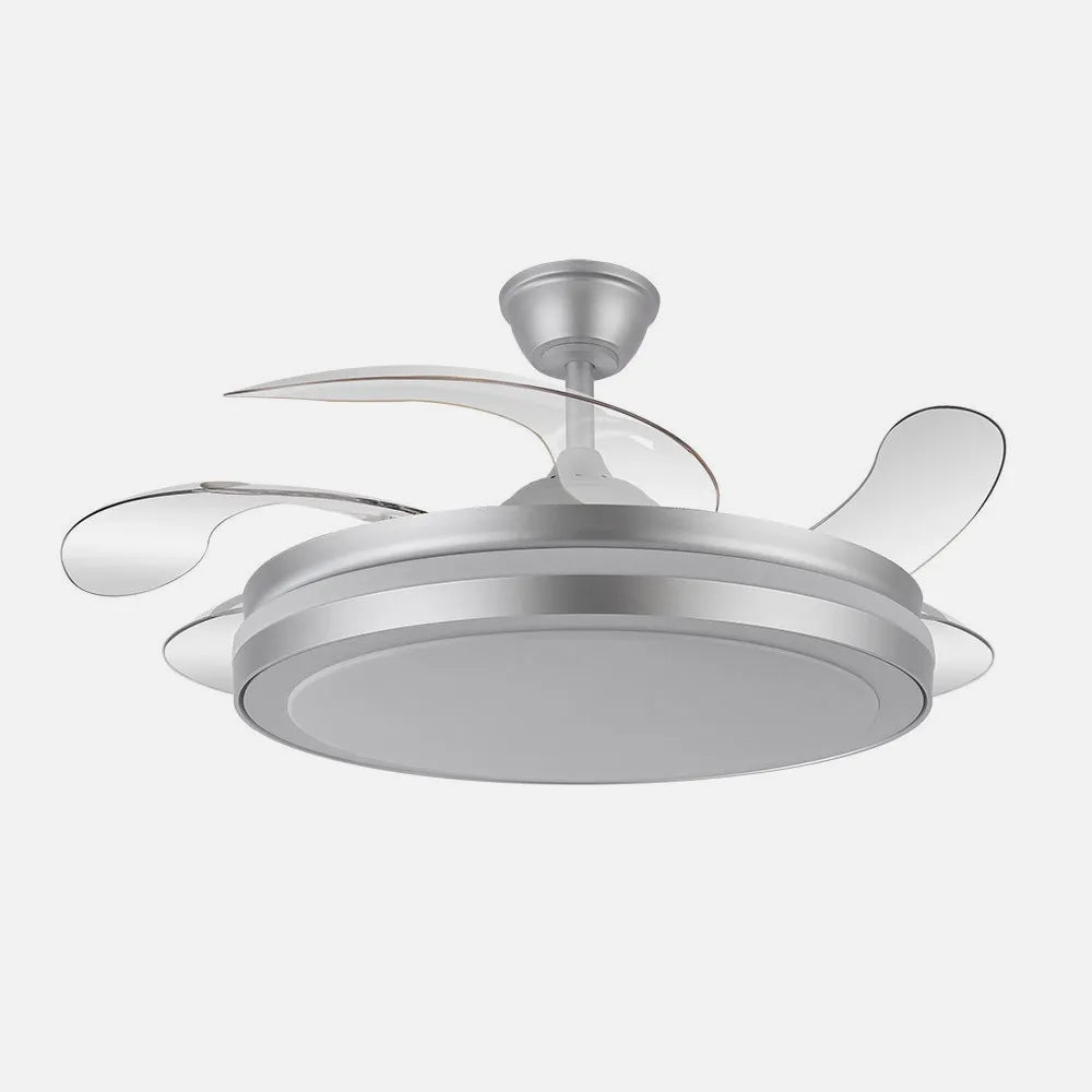 Ventilador de techo DC Esparta 132 cm con aspas retráctiles y luz LED de FABRILAMP en color plata