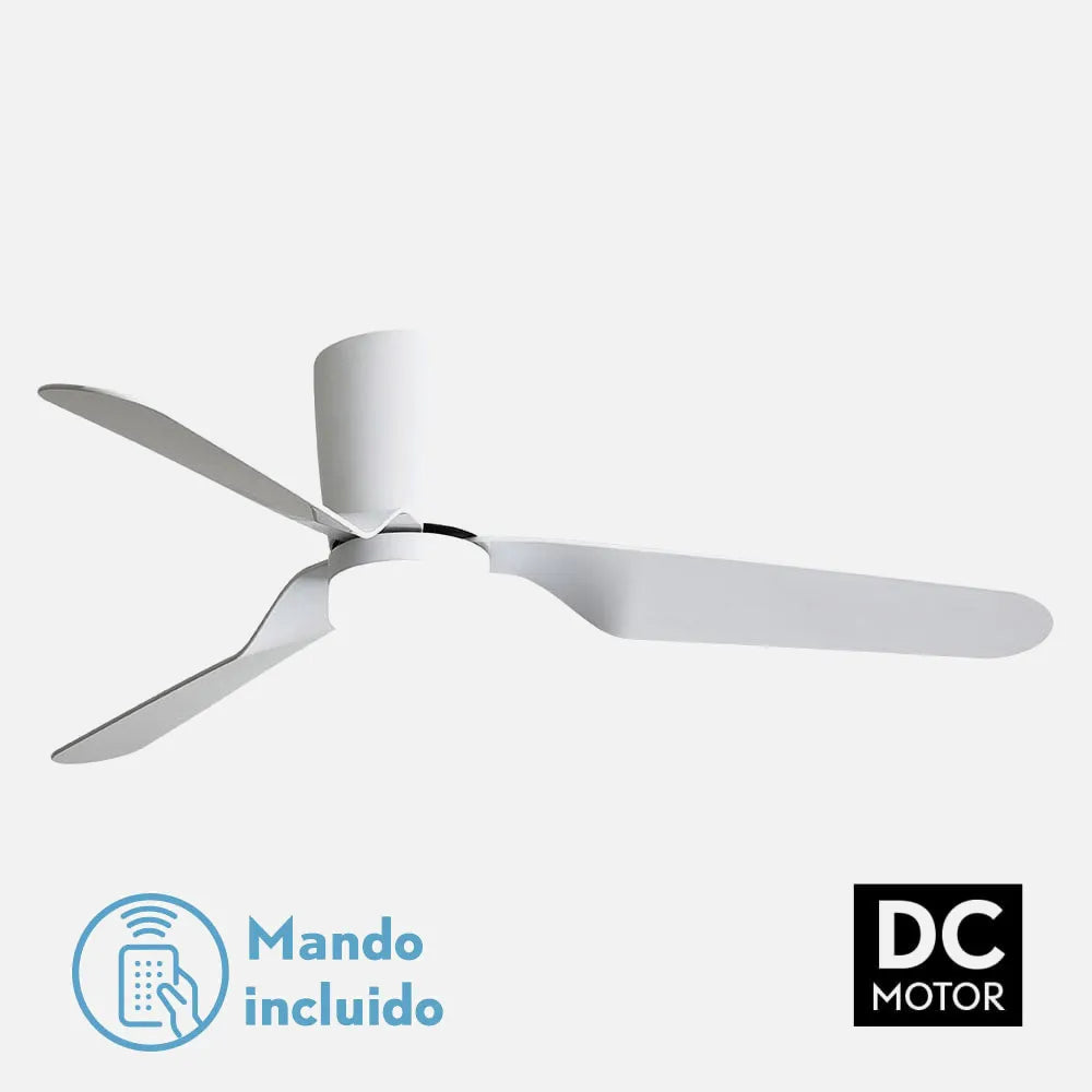 Ventilador de techo DC Kochi 132 cm con luz LED de FABRILAMP en color blanco – vista de detalle