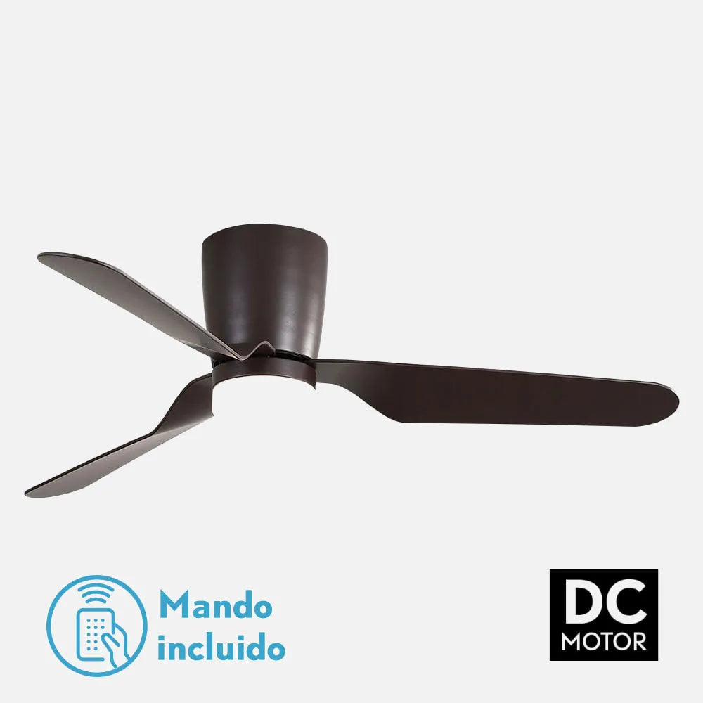 Ventilador de techo DC Kochi 132 cm con luz LED de FABRILAMP en color marrón – vista de detalle