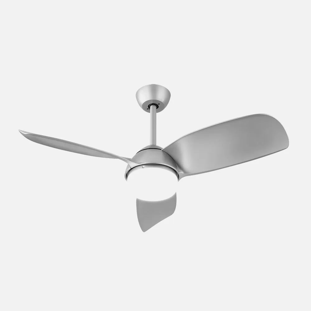 Ventilador de techo DC Haur 107 cm con luz LED de FABRILAMP en color plata – vista de detalle