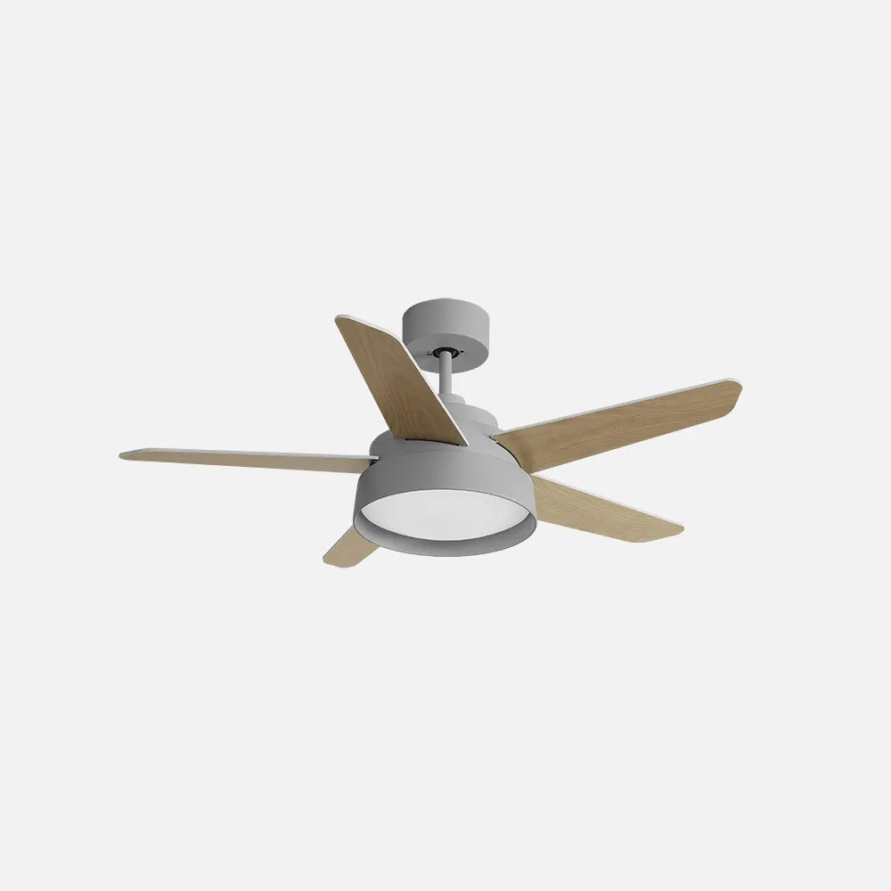 Ventilador de techo DC Lebeche 132 cm con luz LED de FABRILAMP en color gris/blanco-gris/haya – vista de detalle