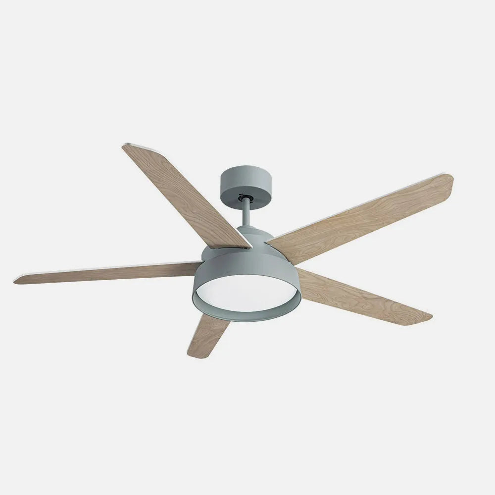 Ventilador de techo DC Lebeche 132 cm con luz LED de FABRILAMP en color verde/blanco-verde/haya