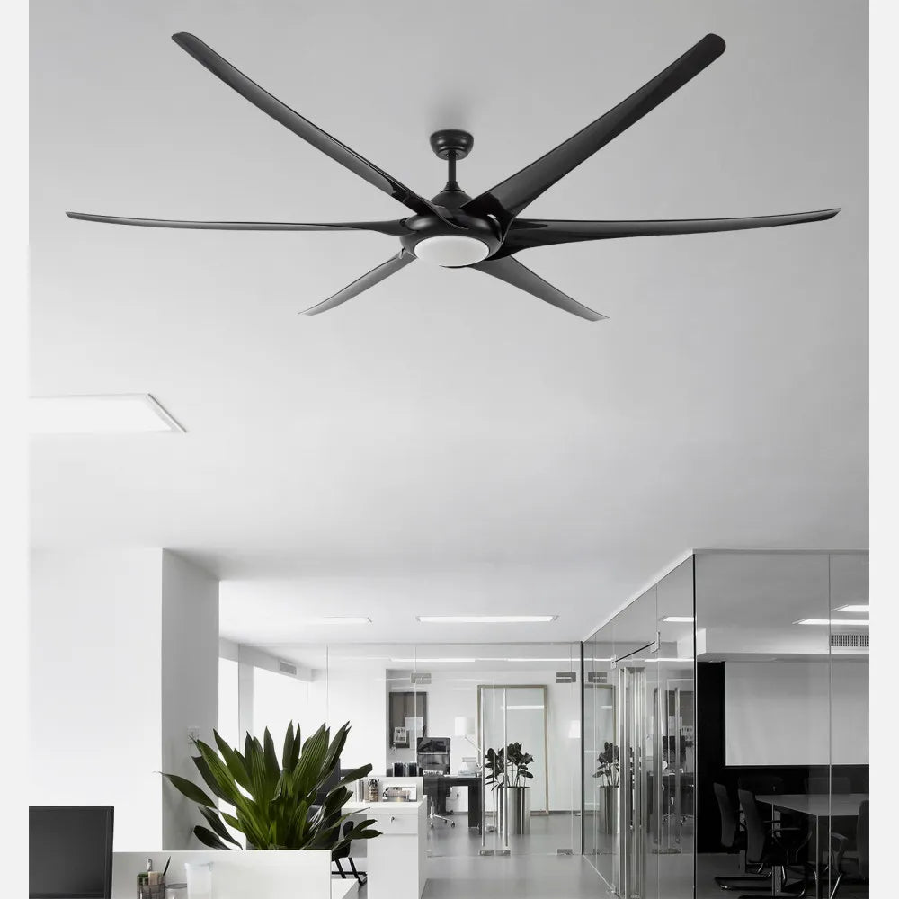 Ventilador de techo DC Moncayo 254 cm con luz LED de FABRILAMP en color negro – vista de detalle