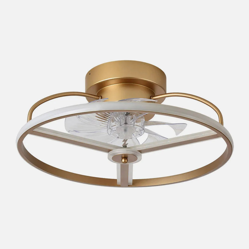 Ventilador de techo tipo plafón DC Bora 50 cm con luz LED de FABRILAMP en color dorado