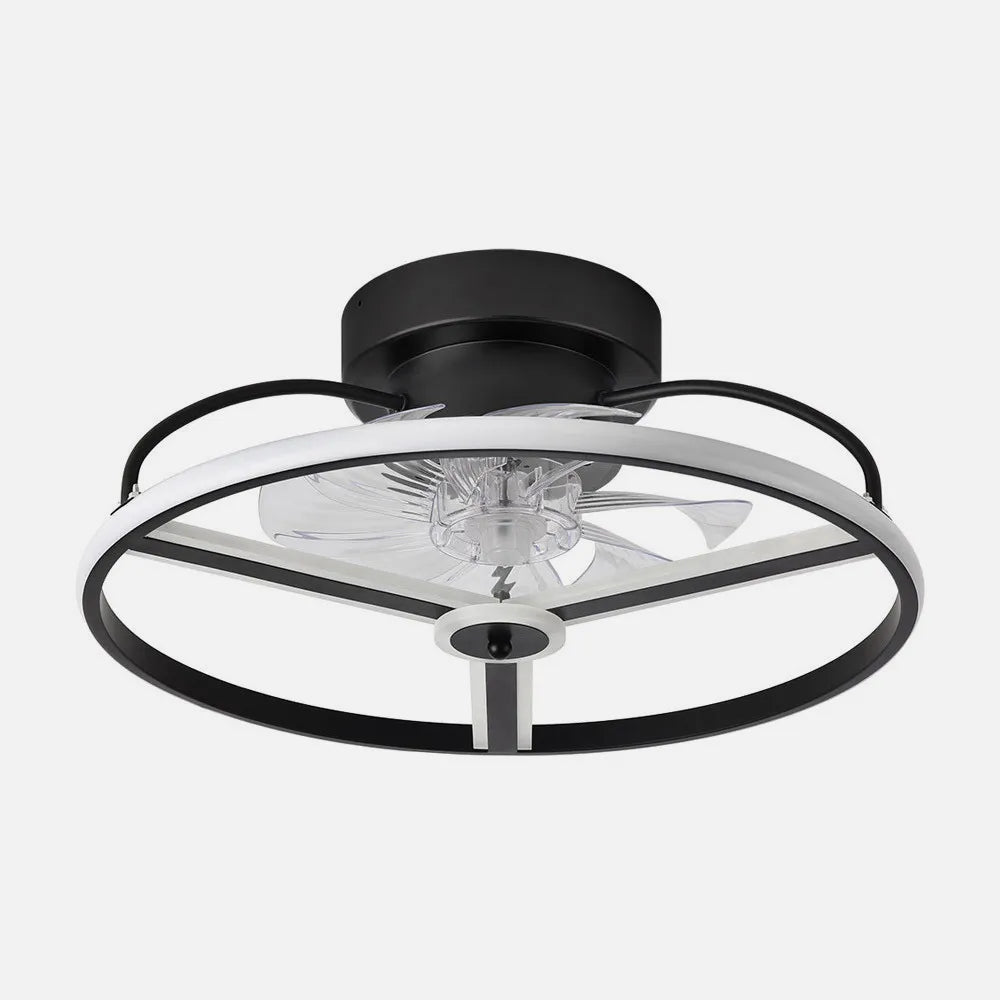 Ventilador de techo tipo plafón DC Bora 50 cm con luz LED de FABRILAMP en color negro
