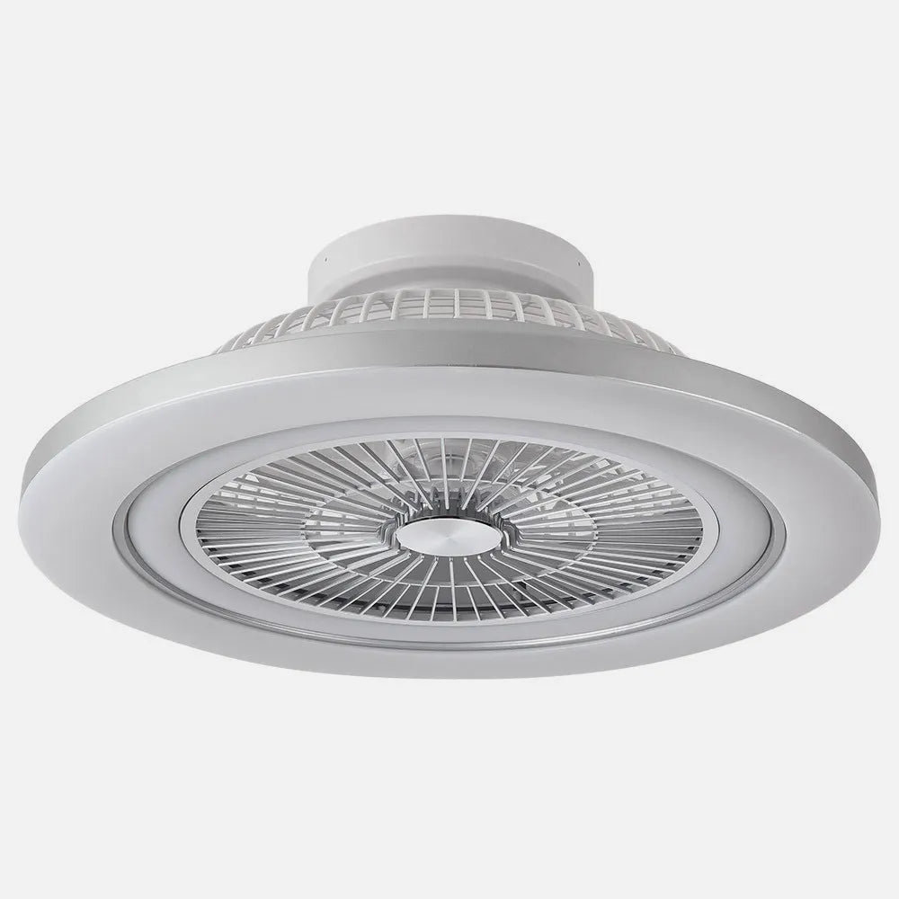 Ventilador de techo tipo plafón DC Mato 58 cm con luz LED de FABRILAMP en color níquel