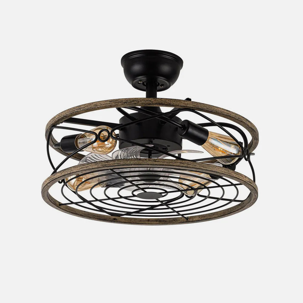 Ventilador de techo tipo plafón DC Arcadia 50 cm con 4 portalámparas E27 de FABRILAMP en color negro/marrón