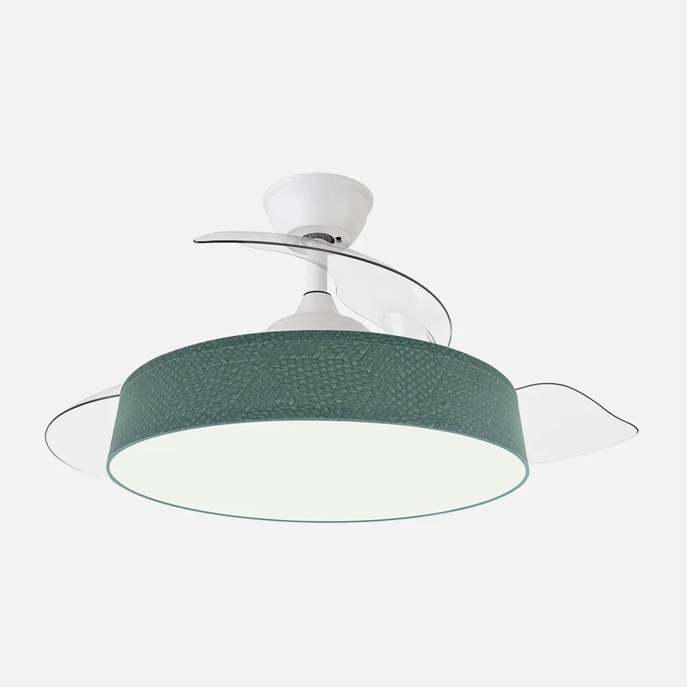Ventilador de techo DC Boga 108 cm con aspas retráctiles y luz LED de FABRILAMP en color blanco/verde